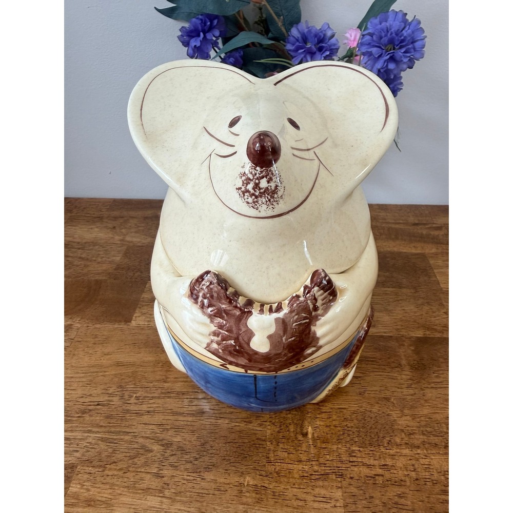 Vintage NS Gustin Mouse Cookie Jar Ceramic Canister Cute Kitchen Decor Retro MCM